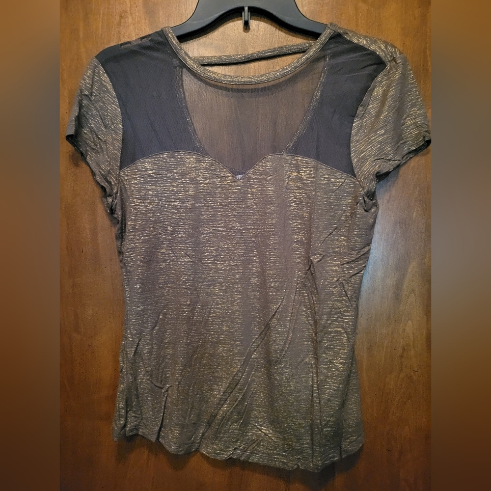 NWOT Candies Green & Gold Blouse, Size Large